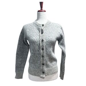 L.L. Bean Medium VTG Birdseye Norwegian Sweater Cardigan Wool Snowflake Button